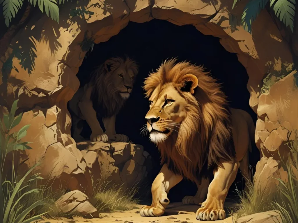 Hiding from Lion in Dream Meaning