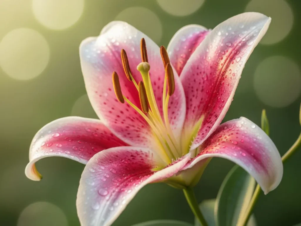 Pink and White Lily Flower